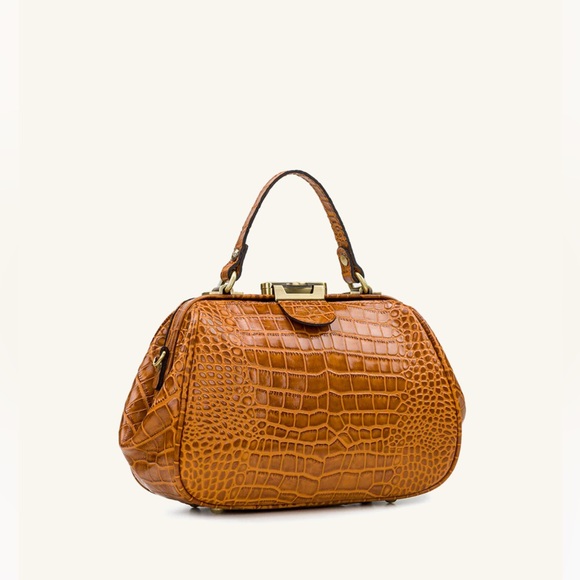 Patricia Nash Brown Gracchi Frame Tooled Leather Satchel Crossbody Bag STUNNING! - Picture 8 of 11